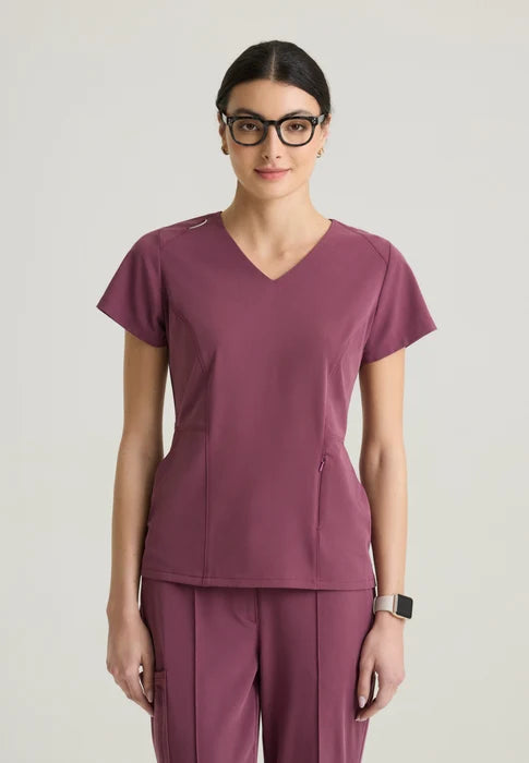 Spring Women's 3-Pocket Classic V-Neck Back Waist Detail Top GRGT309