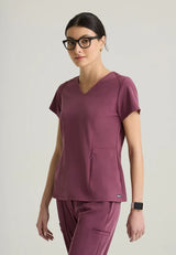 Spring Women's 3-Pocket Classic V-Neck Back Waist Detail Top GRGT309